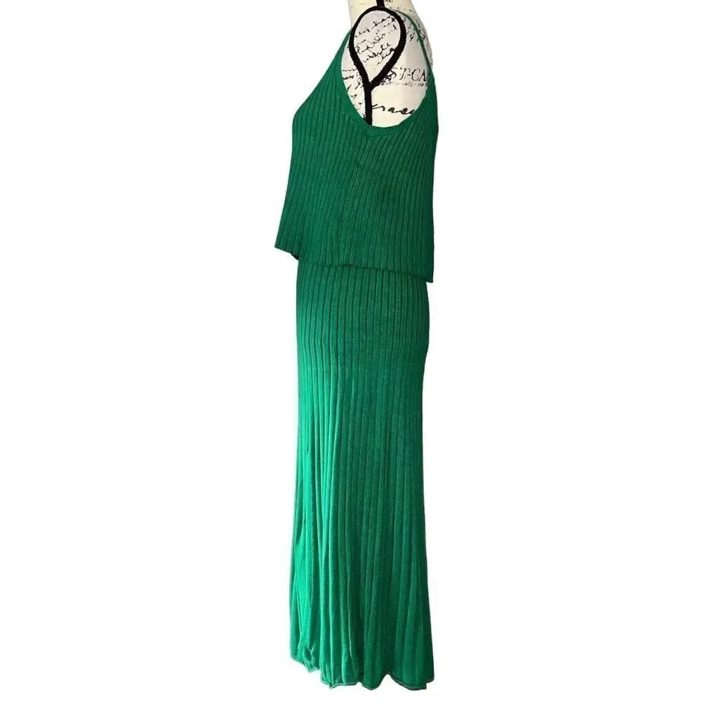 Scoop‎ NYC green 2-piece tank sweater & skirt set small 4-6